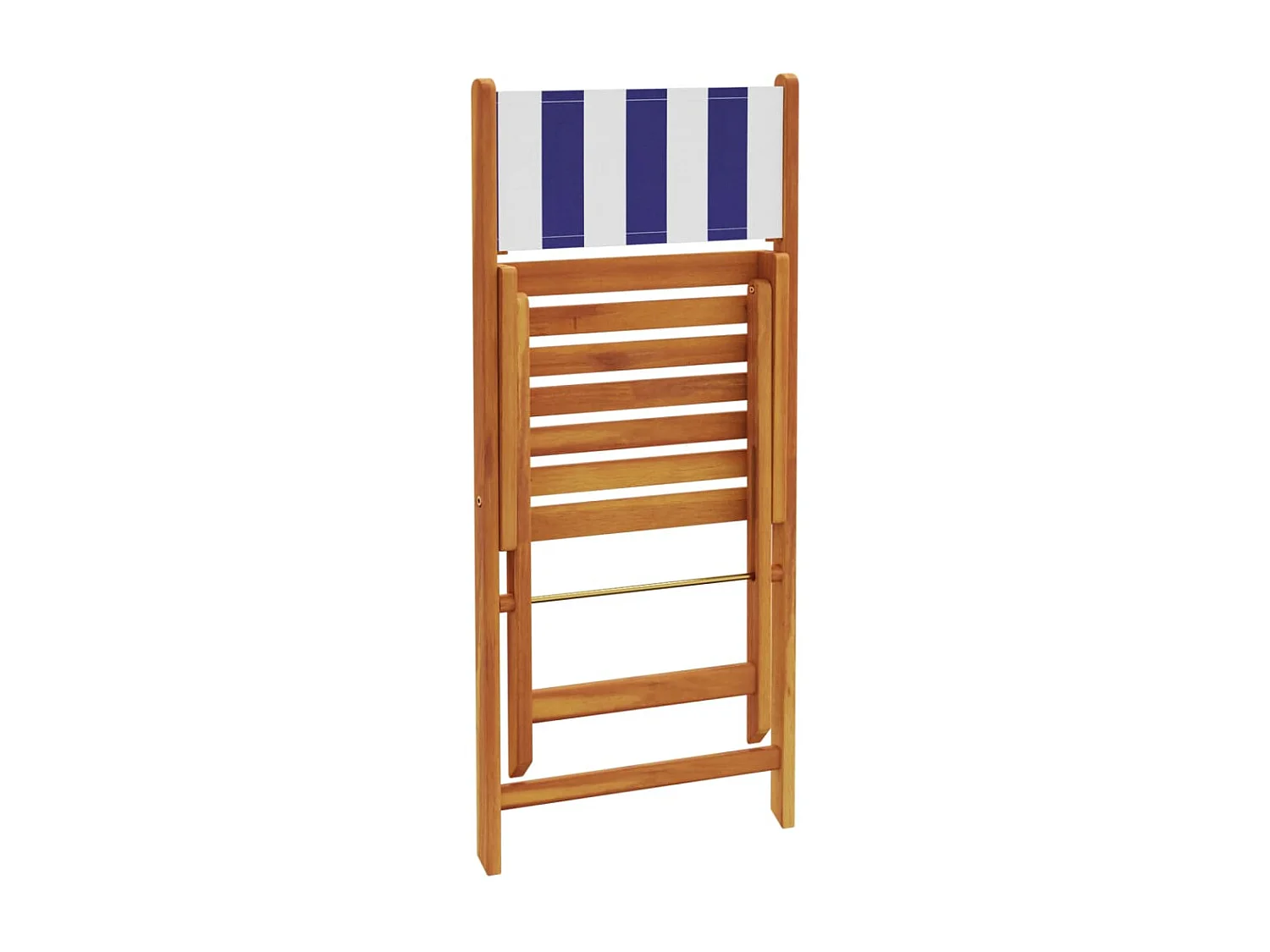 Ensemble de bistro 3 pcs bleu et blanc tissu et bois massif