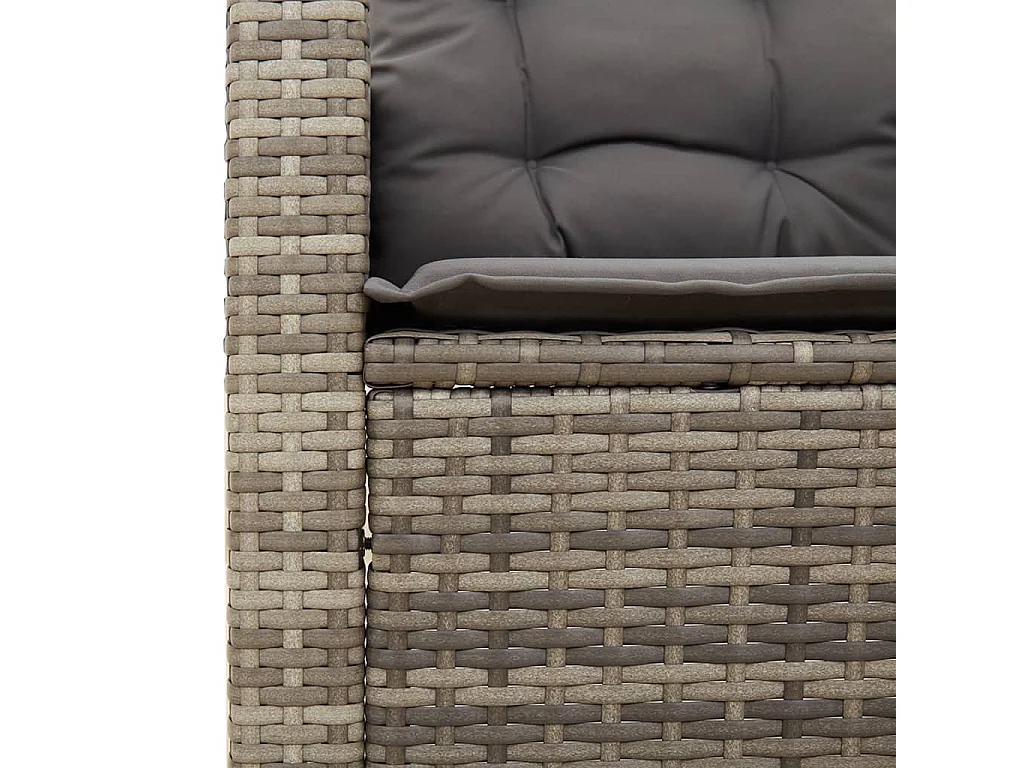 Ensemble de bistro 3 pcs et coussins gris résine tressée acacia