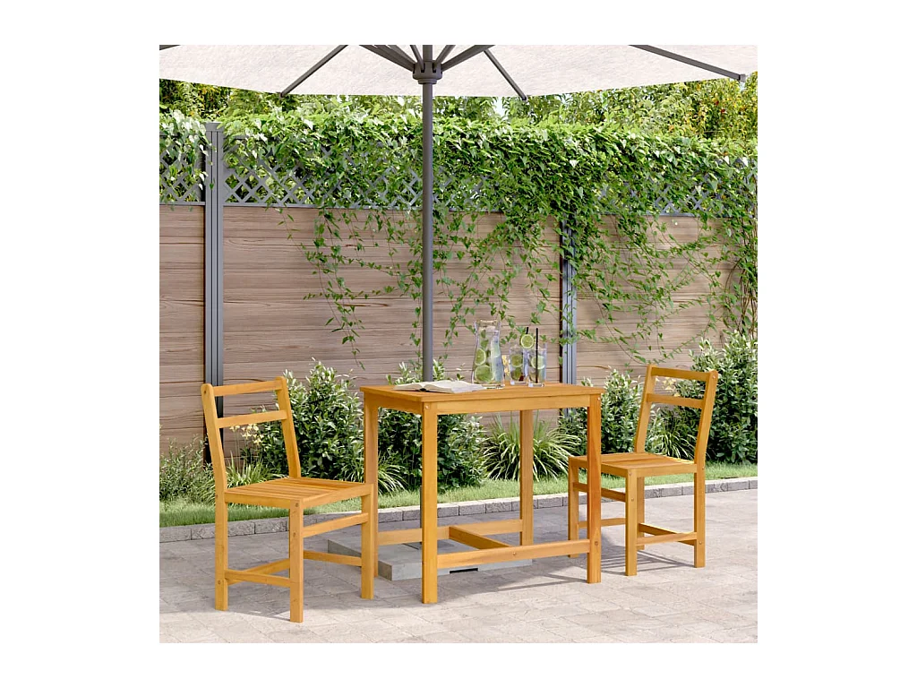 Ensemble de balcon 3 pcs bois d'acacia solide