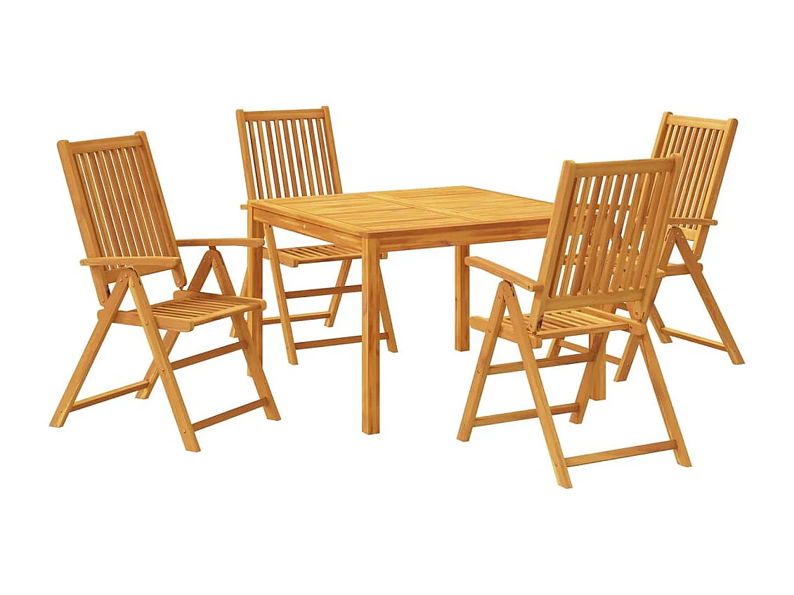Set da Pranzo per Giardino 5 pz in Legno Massello di Acacia