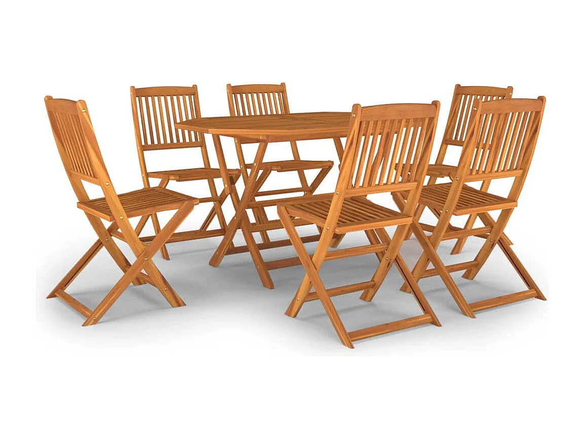 7 pcs conjunto de jantar para jardim madeira de acácia maciça