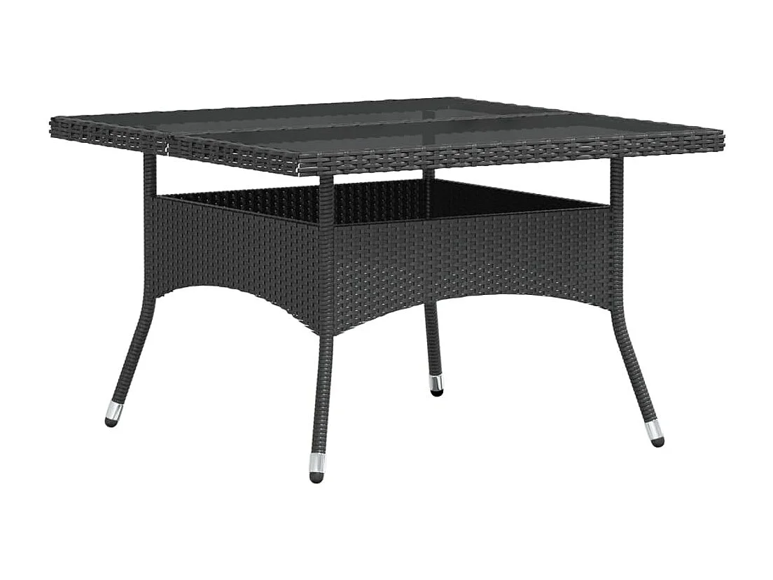 5-tlg. Garten-Essgruppe Poly Rattan und Hartglas Schwarz