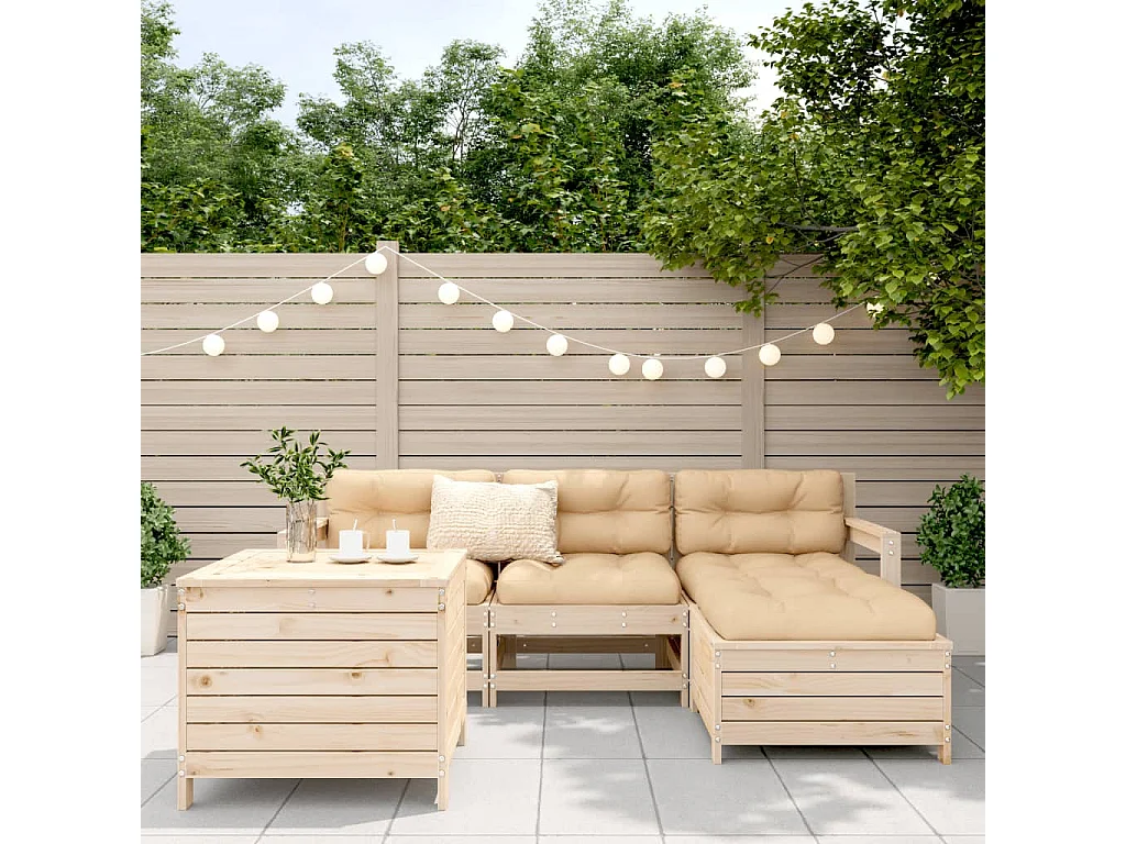 5-tlg. Garten-Sofagarnitur Massivholz Kiefer