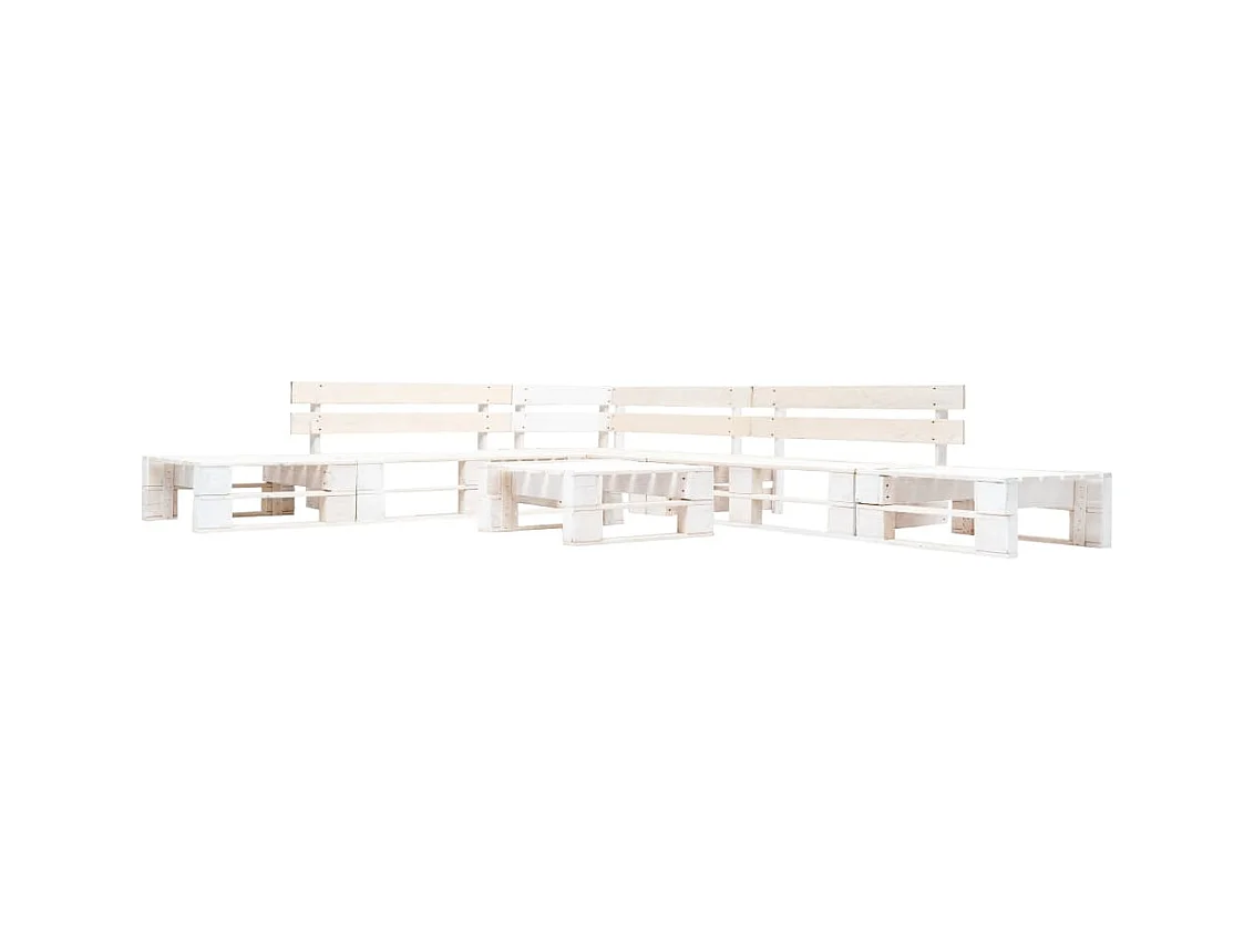 Set de muebles de jardín de palets 6 piezas madera blanco