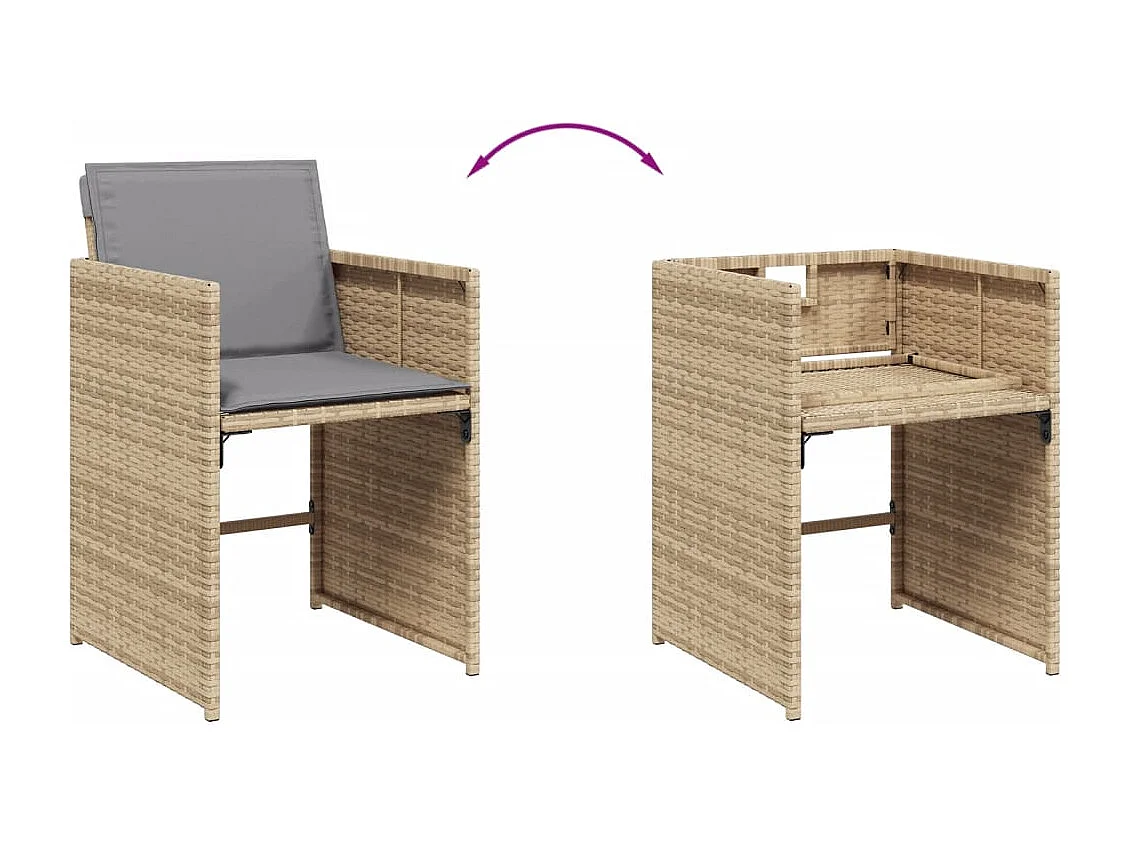 Set Pranzo da Giardino 9 pz con Cuscini Beige Misto Polyrattan