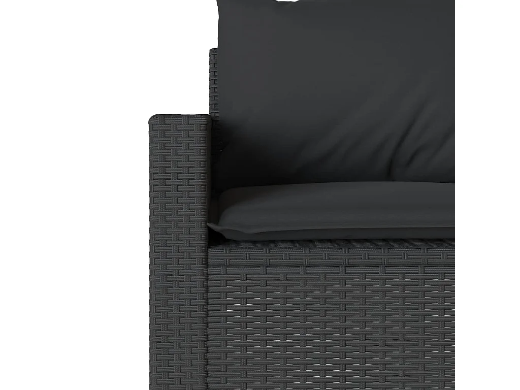 Salon de jardin 6 pcs avec coussins noir résine tressée