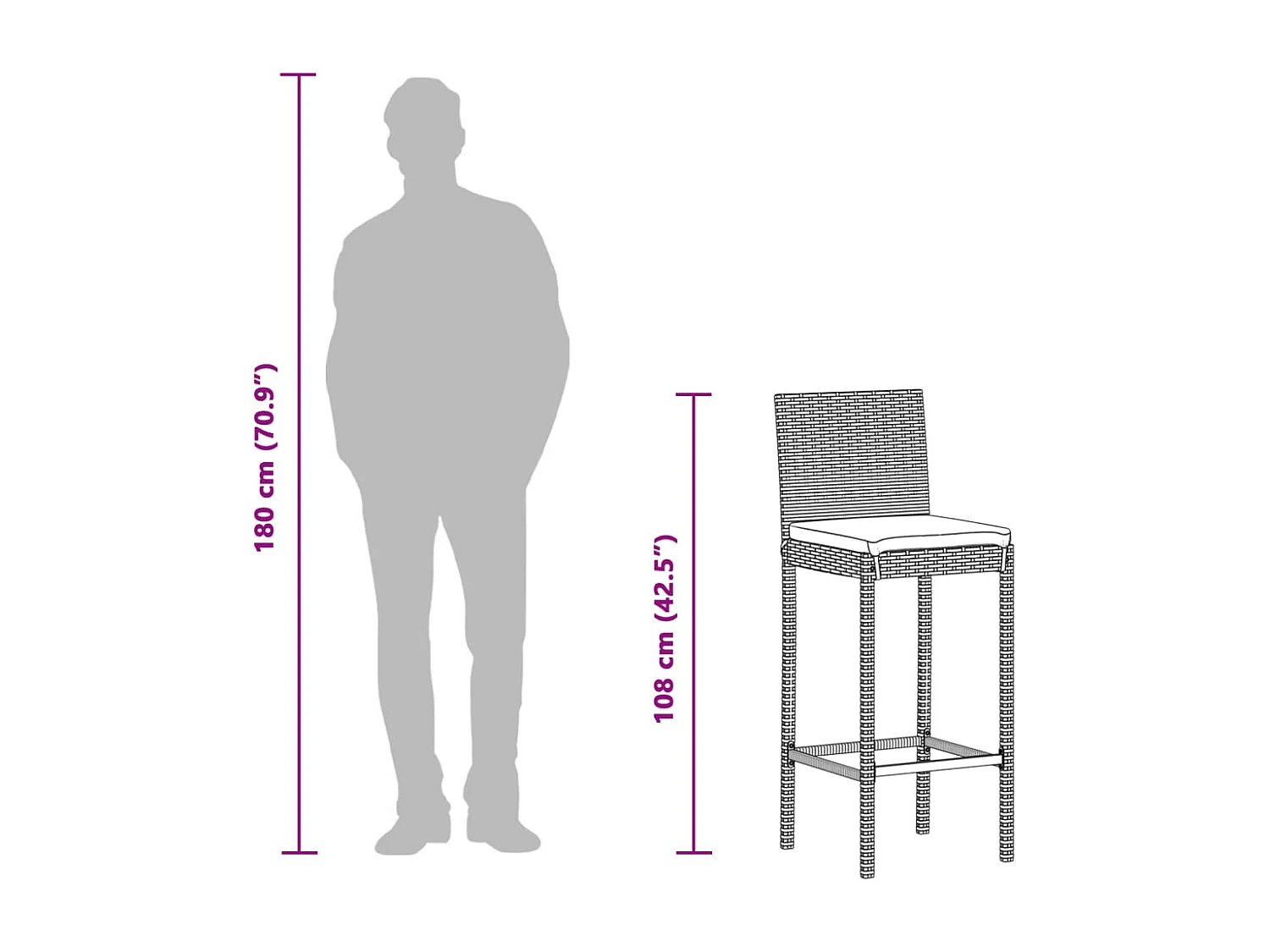 Ensemble de bar de jardin 3 pcs gris bois massif acacia rotin