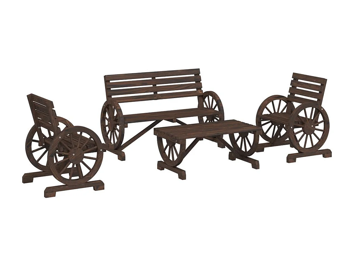 Salon de jardin 4 pcs bois de sapin massif