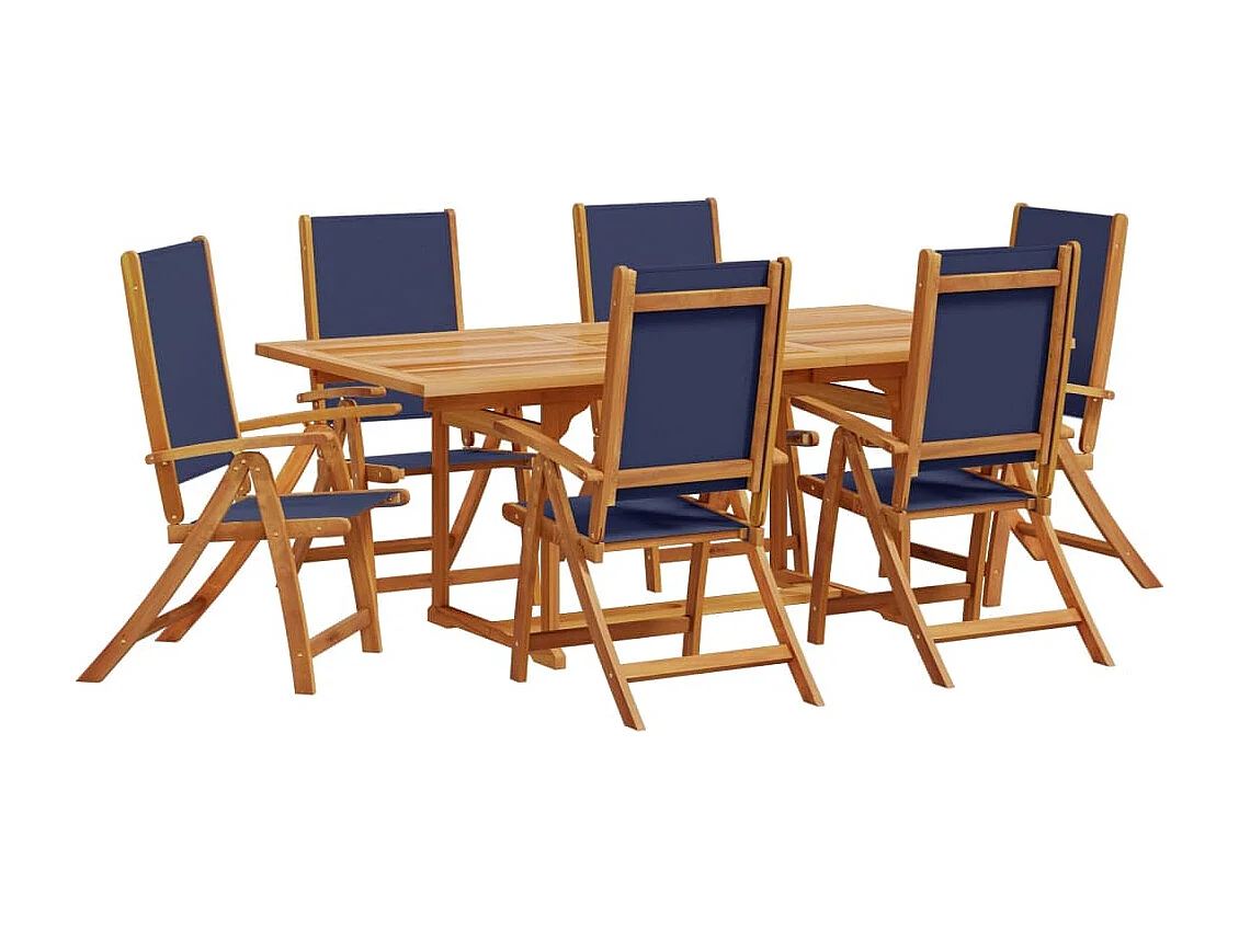 Juego comedor de jardín 7 pzas madera maciza acacia y textileno