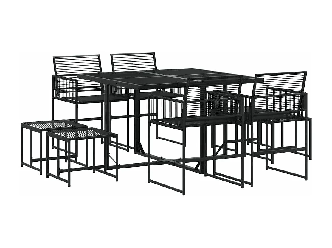 Ensemble à manger de jardin 9 pcs Noir Résine tressée