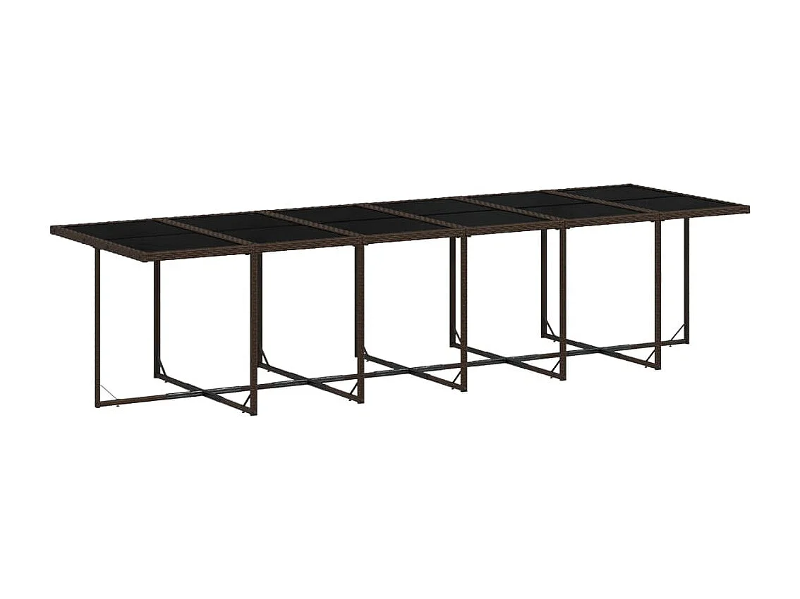 Set da Pranzo da Giardino 17 pz con Cuscini Marrone Polyrattan