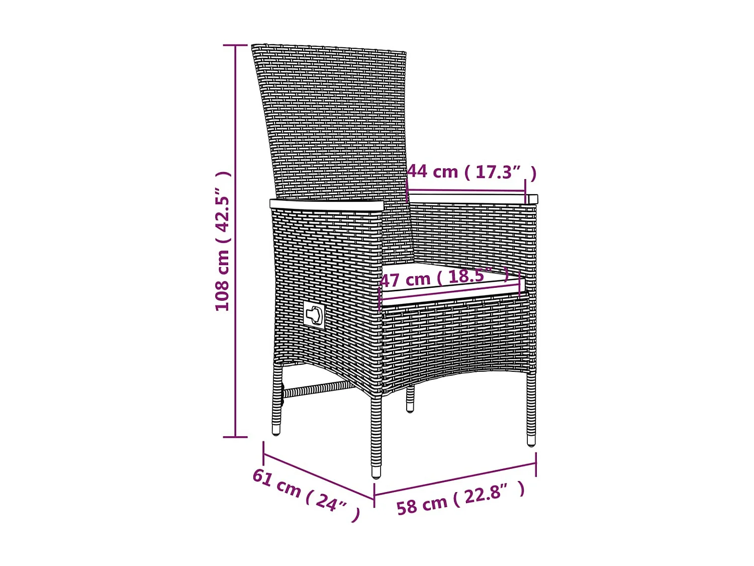 3-tlg. Garten-Essgruppe mit Kissen Schwarz Poly Rattan