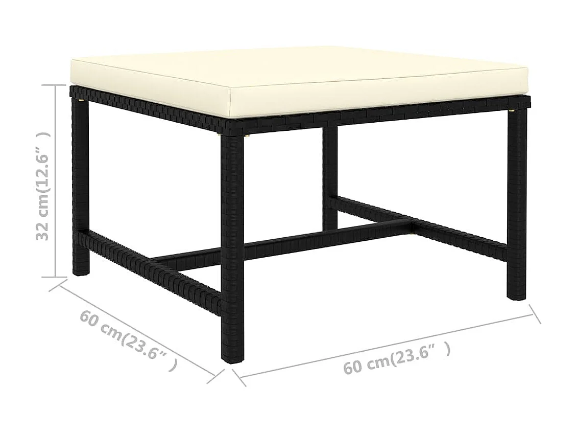 Salon de jardin 8 pcs avec coussins Résine tressée Noir