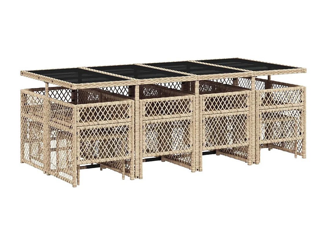 13-delige Tuinset met kussens poly rattan beige