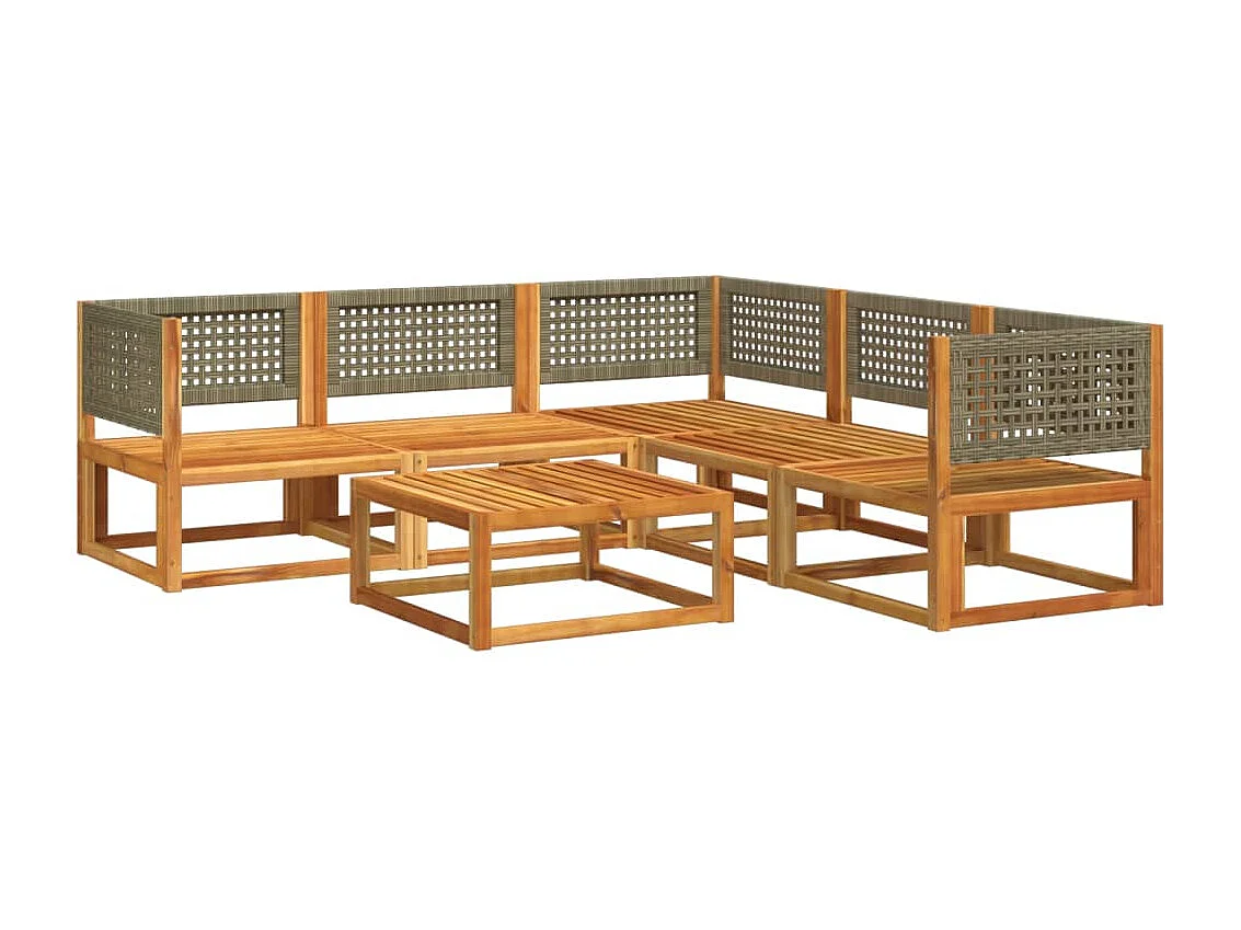 Salon de jardin avec coussins 6 pcs bois d'acacia solide