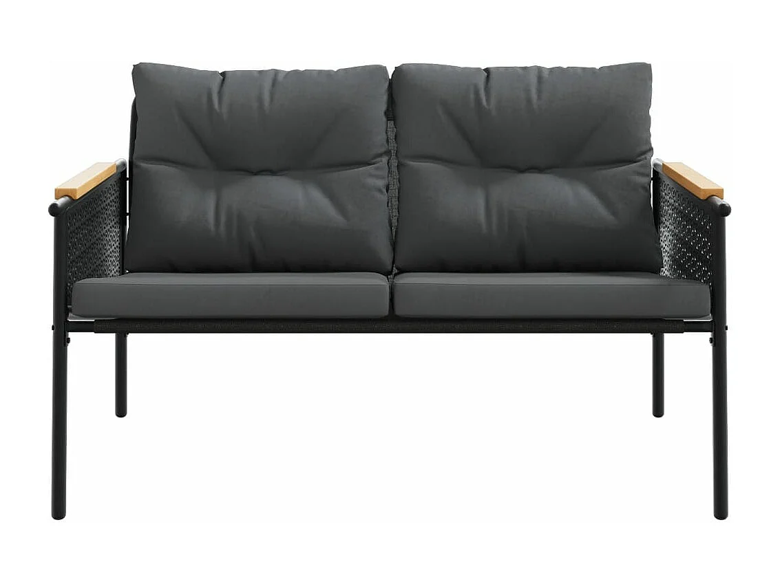 Juego de muebles de jardín con cojines 5 piezas acero negro