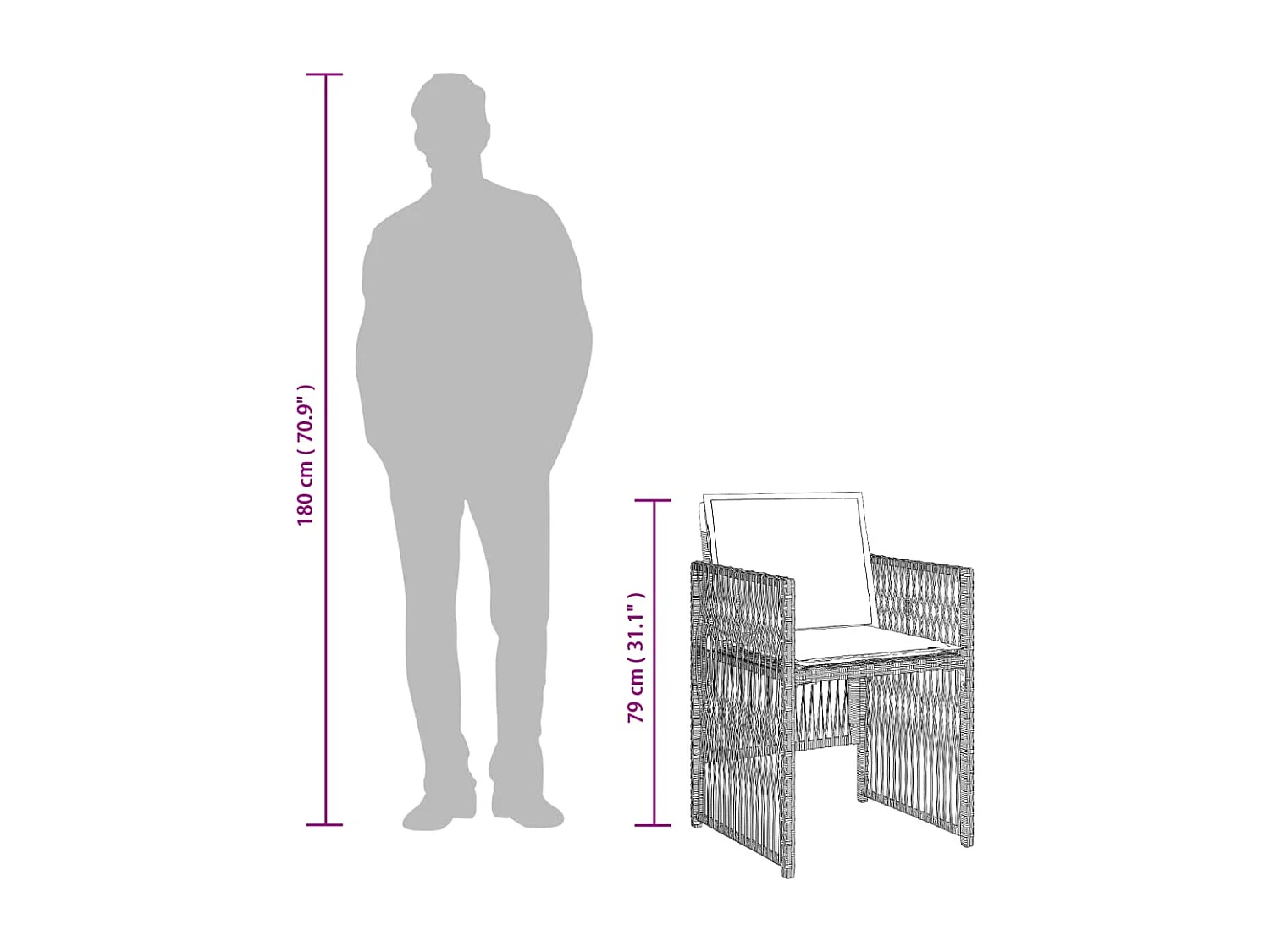 Set Pranzo da Giardino 5pz con Cuscini Grigio Chiaro Polyrattan