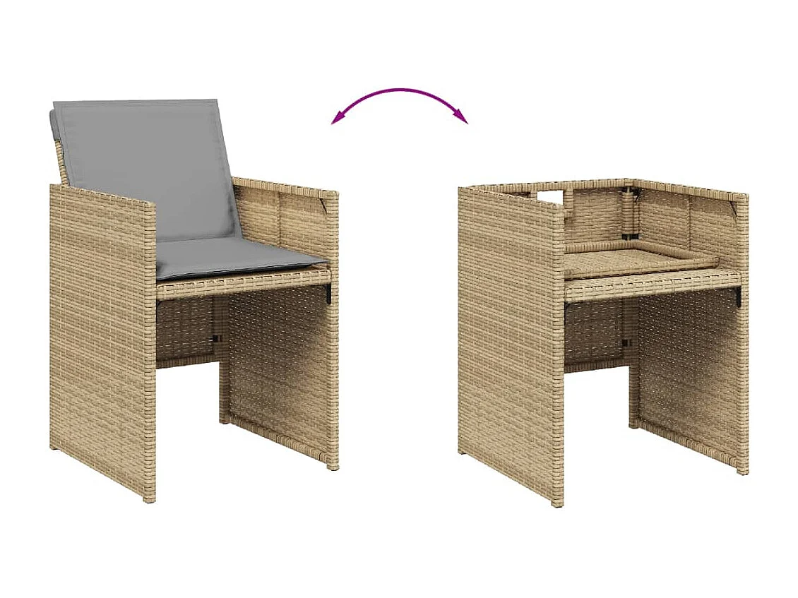 Ensemble à manger de jardin coussins 13 pcs mélange beige rotin