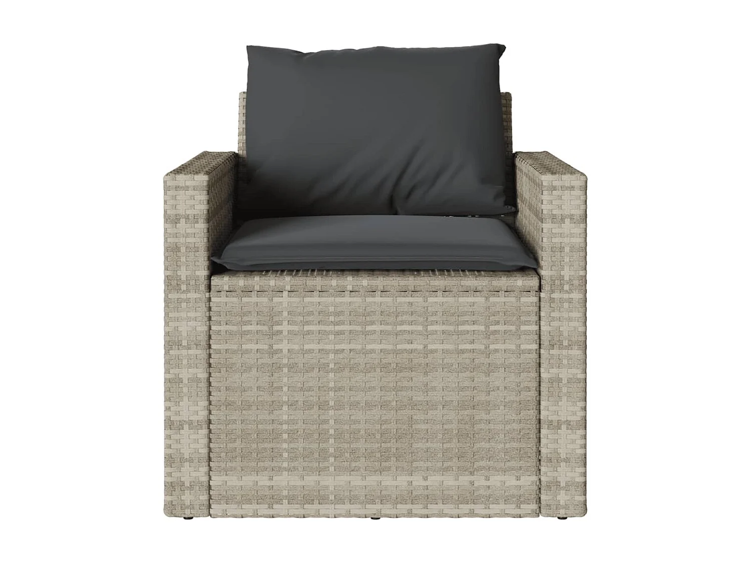 Set Divano da Giardino 4pz con Cuscini Grigio Chiaro Polyrattan