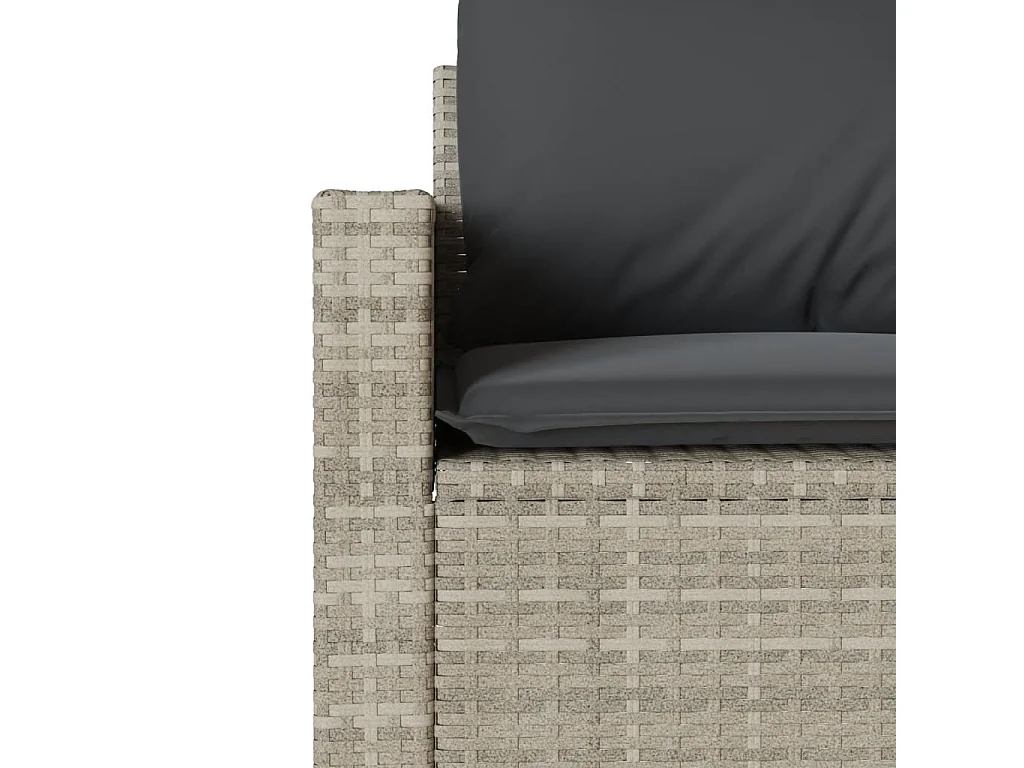 Set Divano da Giardino 4pz con Cuscini Grigio Chiaro Polyrattan