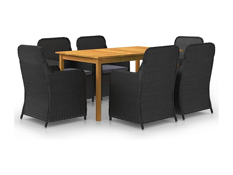 Ensemble à manger de jardin 7 pcs Noir