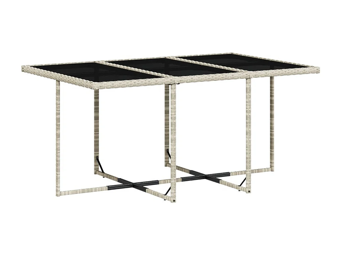 Set Pranzo Giardino 11pz con Cuscini Grigio Chiaro Polyrattan