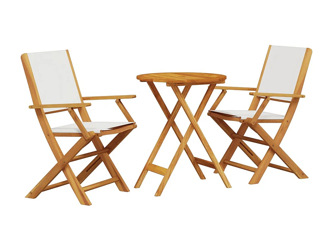 Set da Bistrot 3pz Bianco Crema in Tessuto e Legno Massello