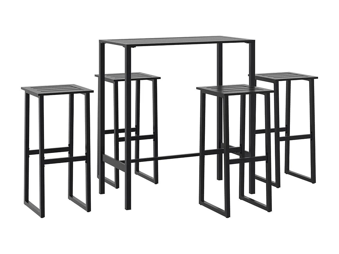 Ensemble de bar de jardin 5 pcs noir acier enduit de poudre