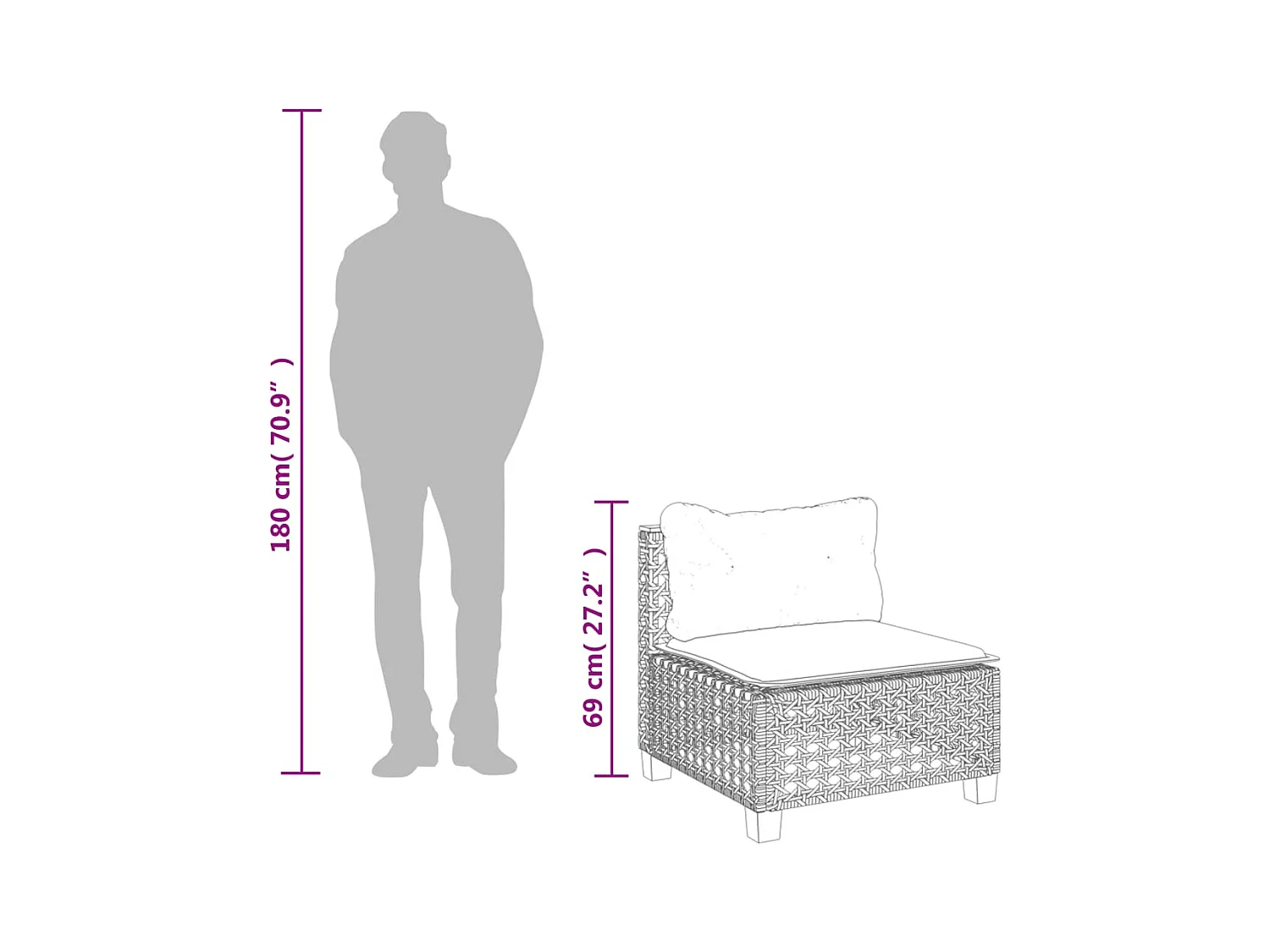 Set Divano da Giardino 9 pz con Cuscini Grigio in Polyrattan