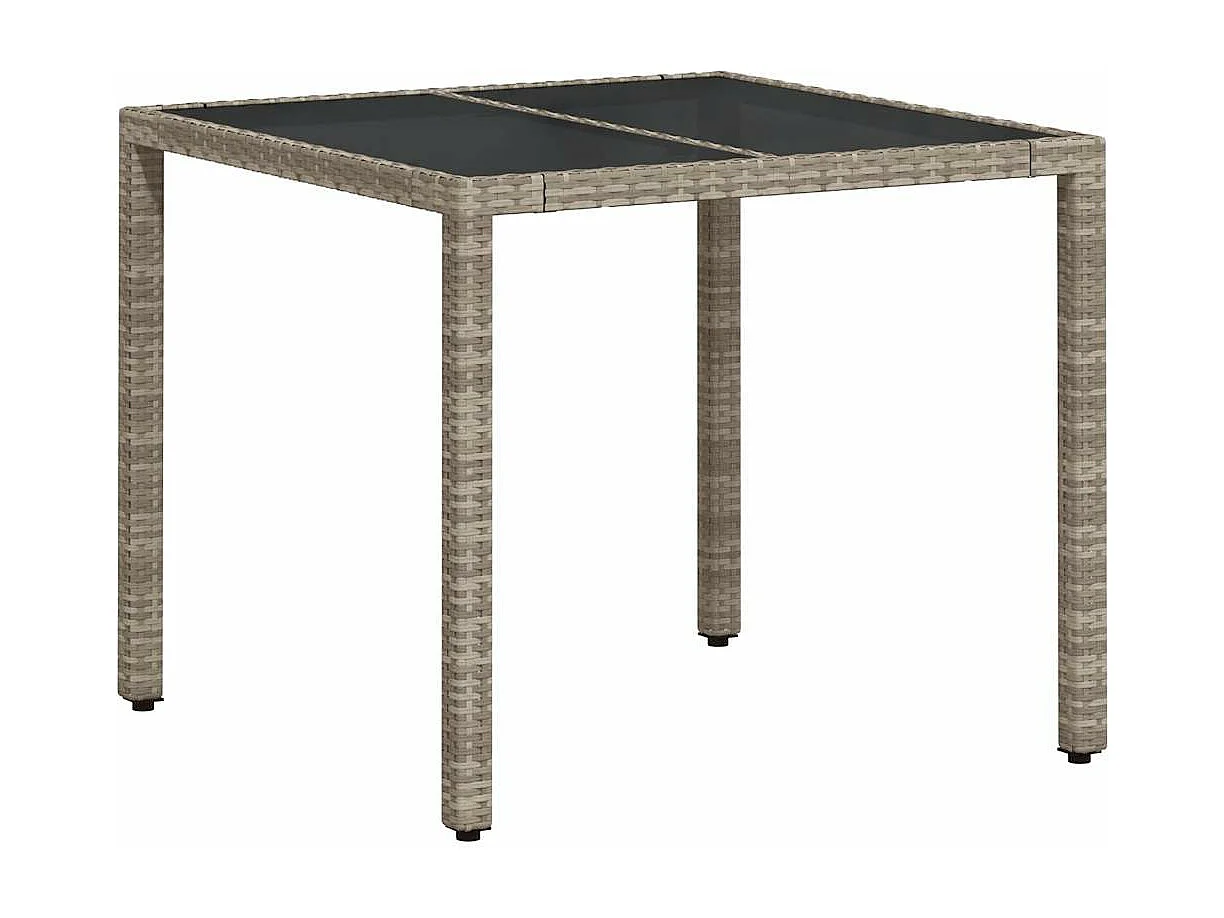 3-delige Tuinset met kussens poly rattan en glas grijs