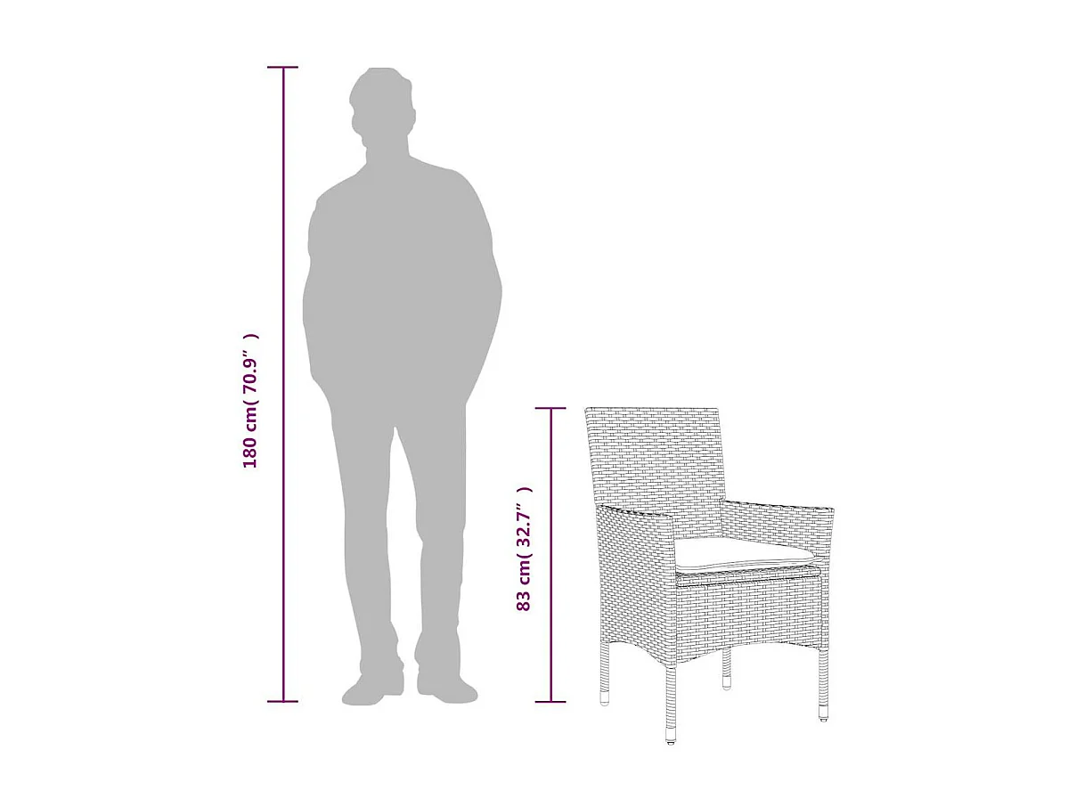 Ensemble à manger de jardin avec coussins 3 pcs rotin et verre