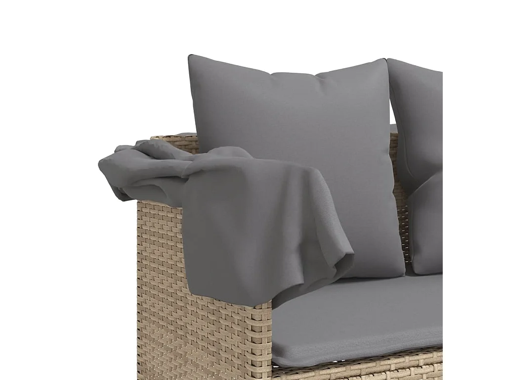 Set Divano da Giardino 5 pz con Cuscini Beige in Polyrattan