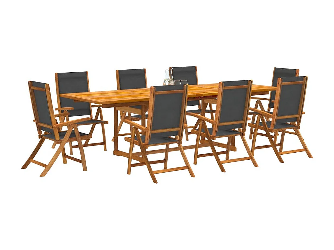 9-tlg. Garten-Essgruppe Massivholz Akazie und Textilene