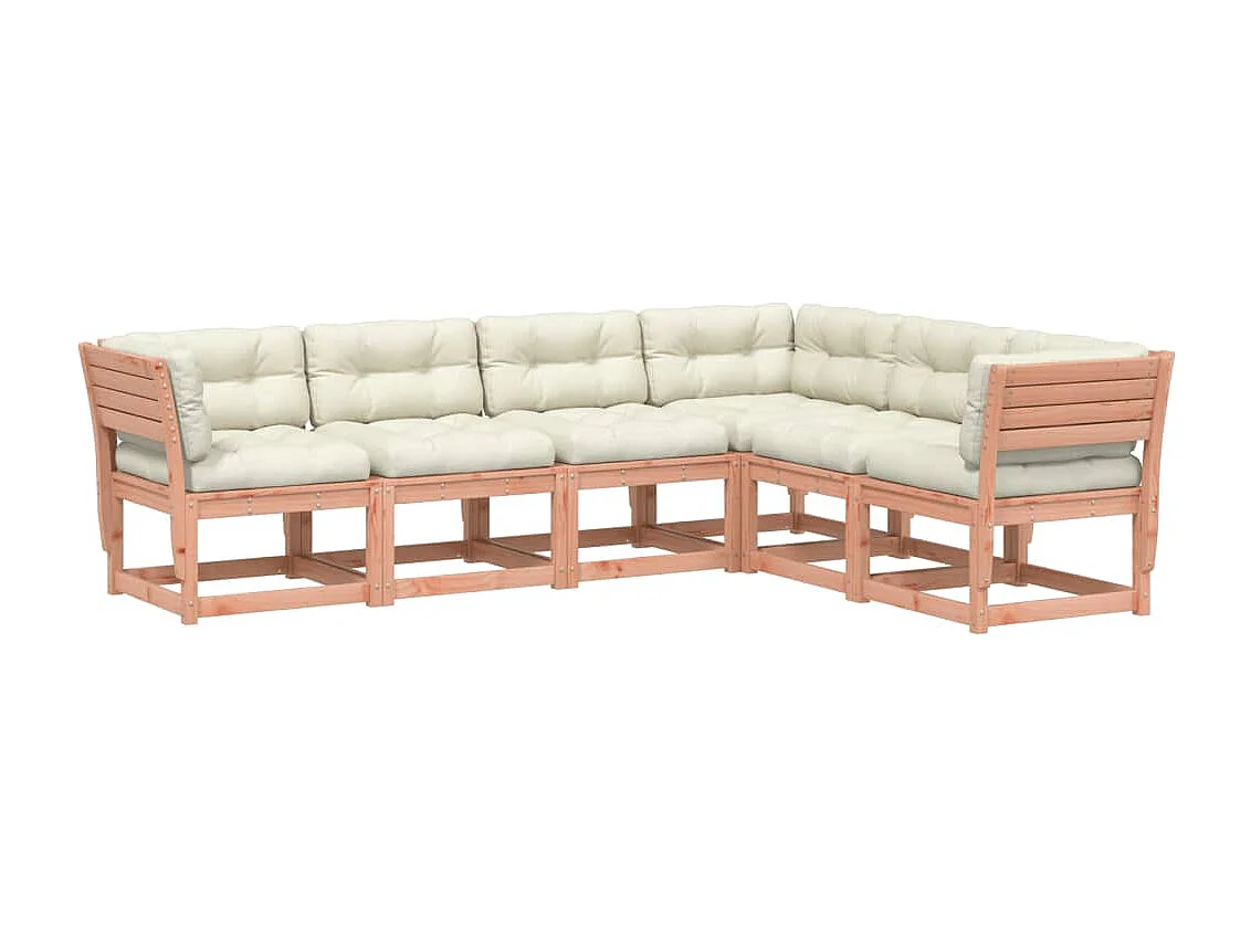 Set Divani Giardino 6 pz con Cuscini Legno Massello di Douglas