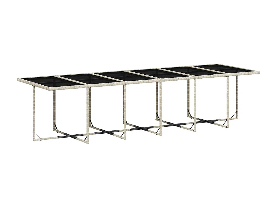 13 pcs conj. jantar jardim c/ almofadões vime PE cinzento-claro