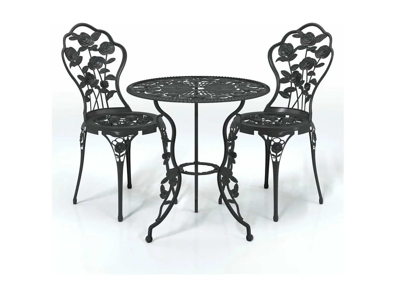 Ensemble de bistro 3 pcs Aluminium coulé Noir