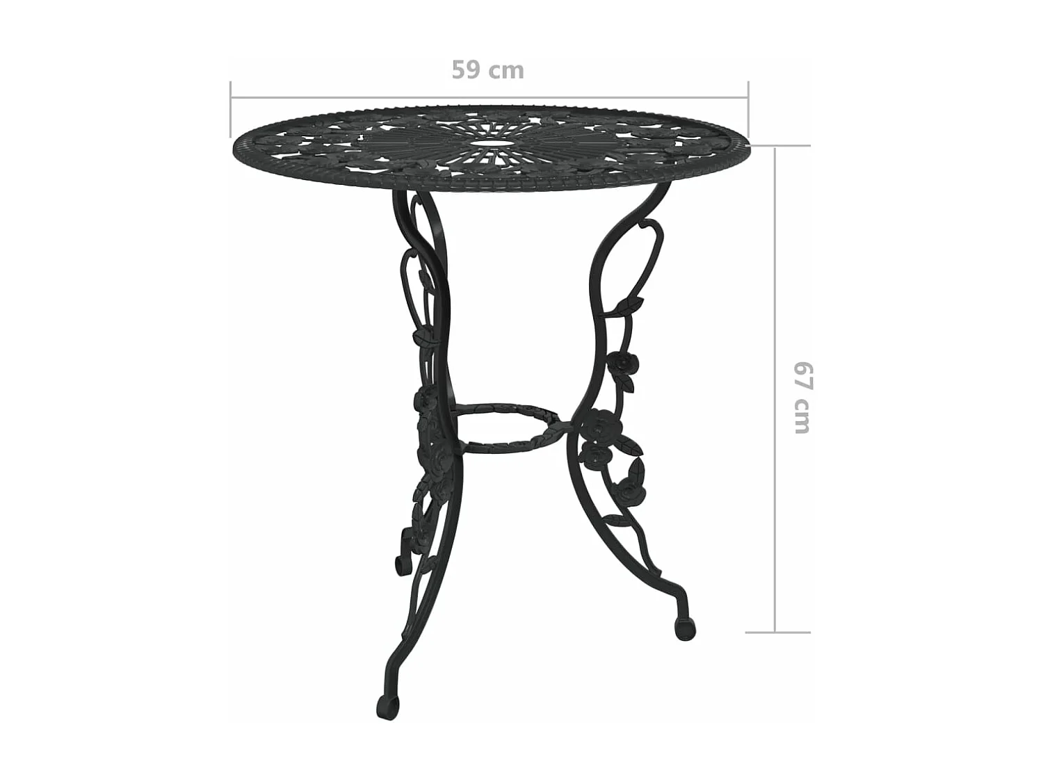 Ensemble de bistro 3 pcs Aluminium coulé Noir