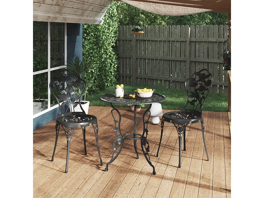 Ensemble de bistro 3 pcs Aluminium coulé Noir