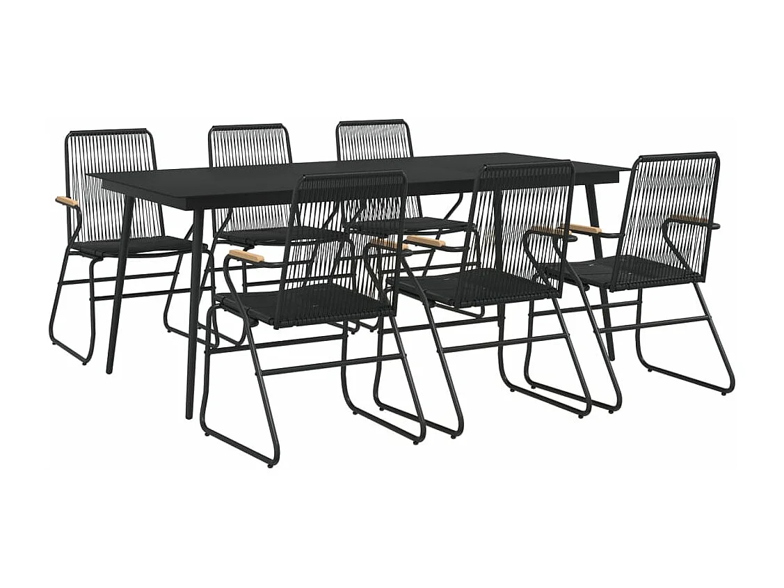 7-delige Tuinset PVC-rattan zwart