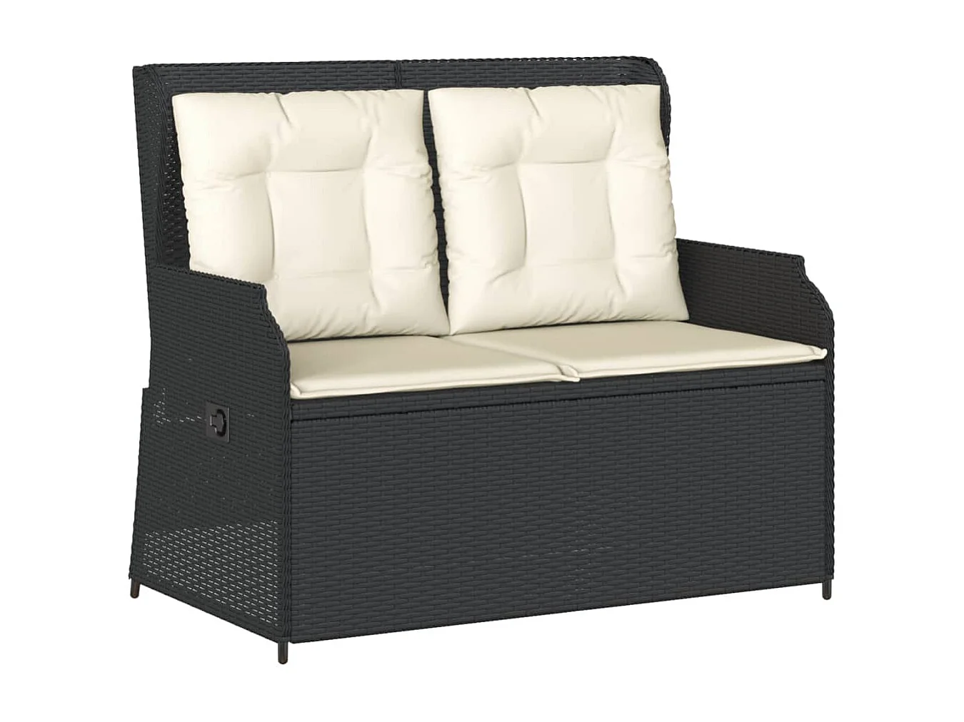 Set Divani da Giardino 3 pz con Cuscini Nero in Polyrattan