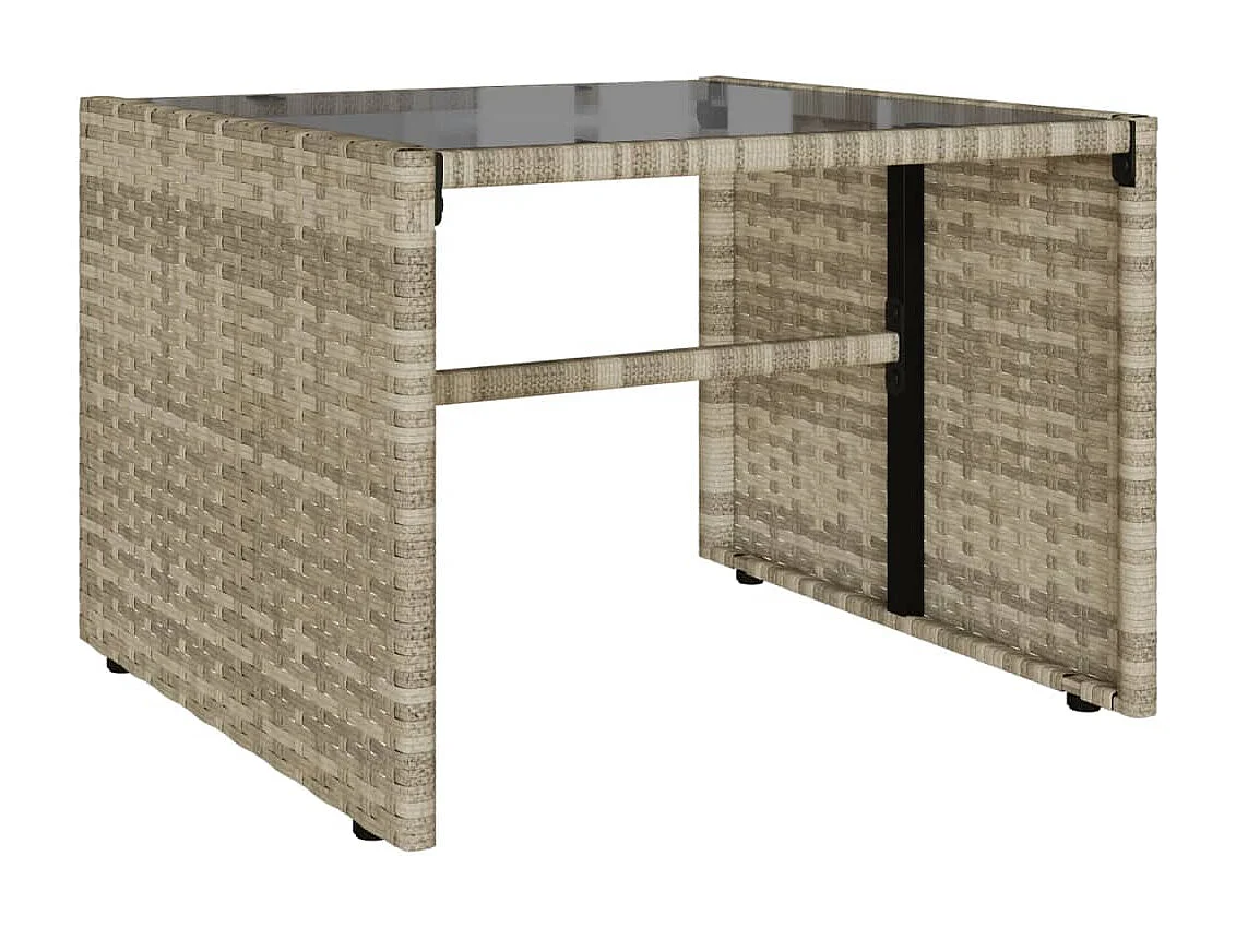 Salon de jardin 4 pcs avec coussins gris clair résine tressée