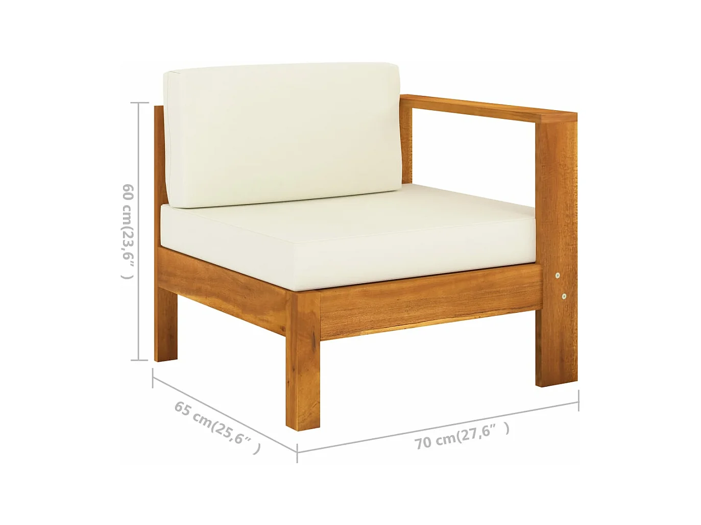 Set Divani Giardino 10 pz Cuscini Bianco Crema Legno d'Acacia