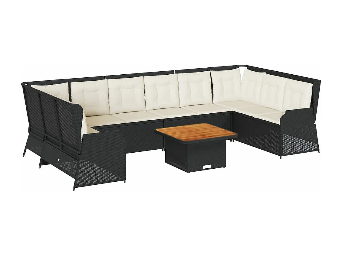 Set Salotto da Giardino con Cuscini 7pz Nero Polyrattan