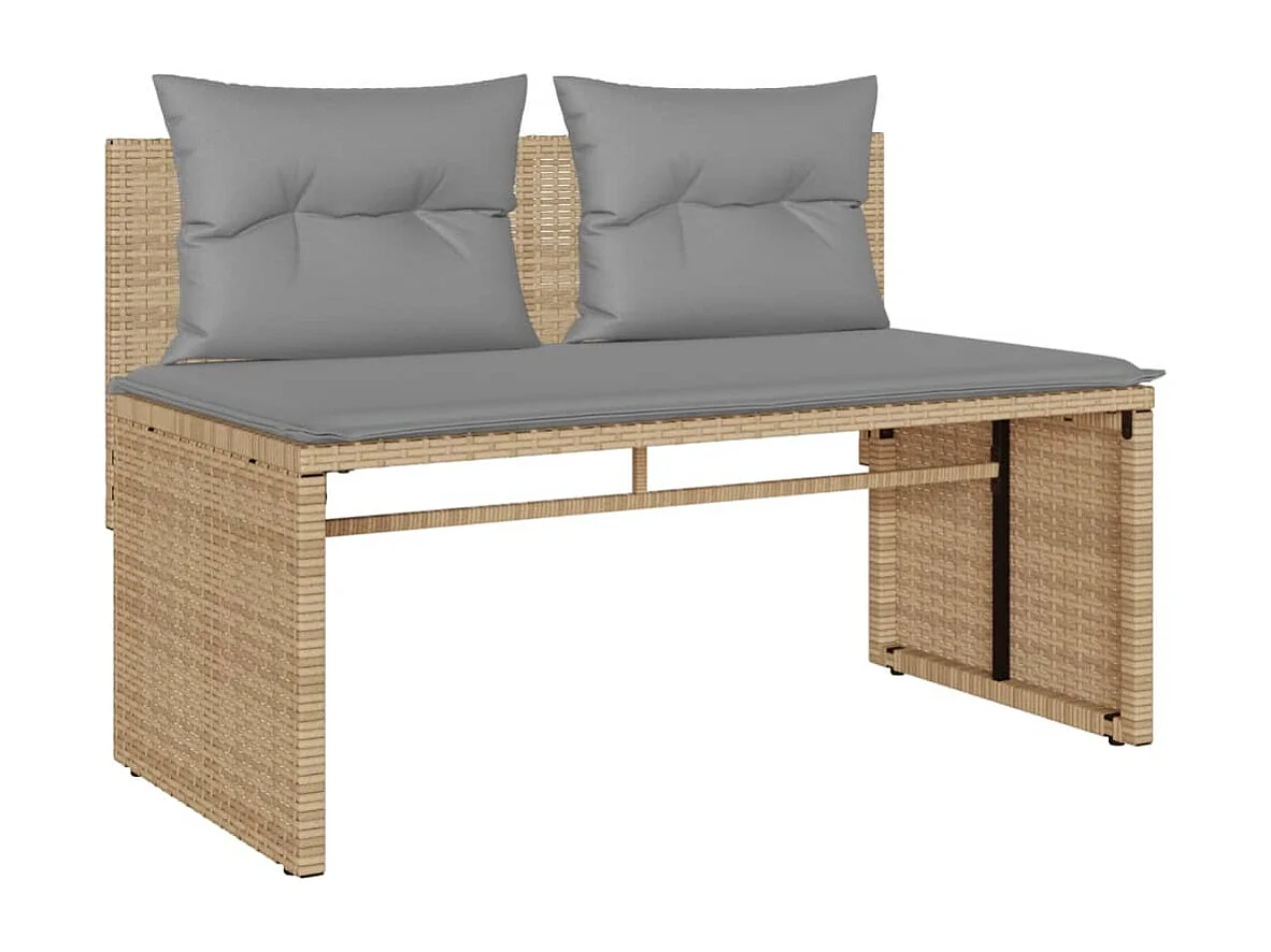 Set Divano da Giardino 4 pz con Cuscini Beige in Polyrattan