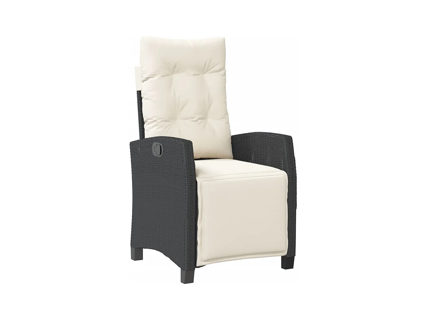4-tlg. Garten-Essgruppe mit Kissen Schwarz Poly Rattan