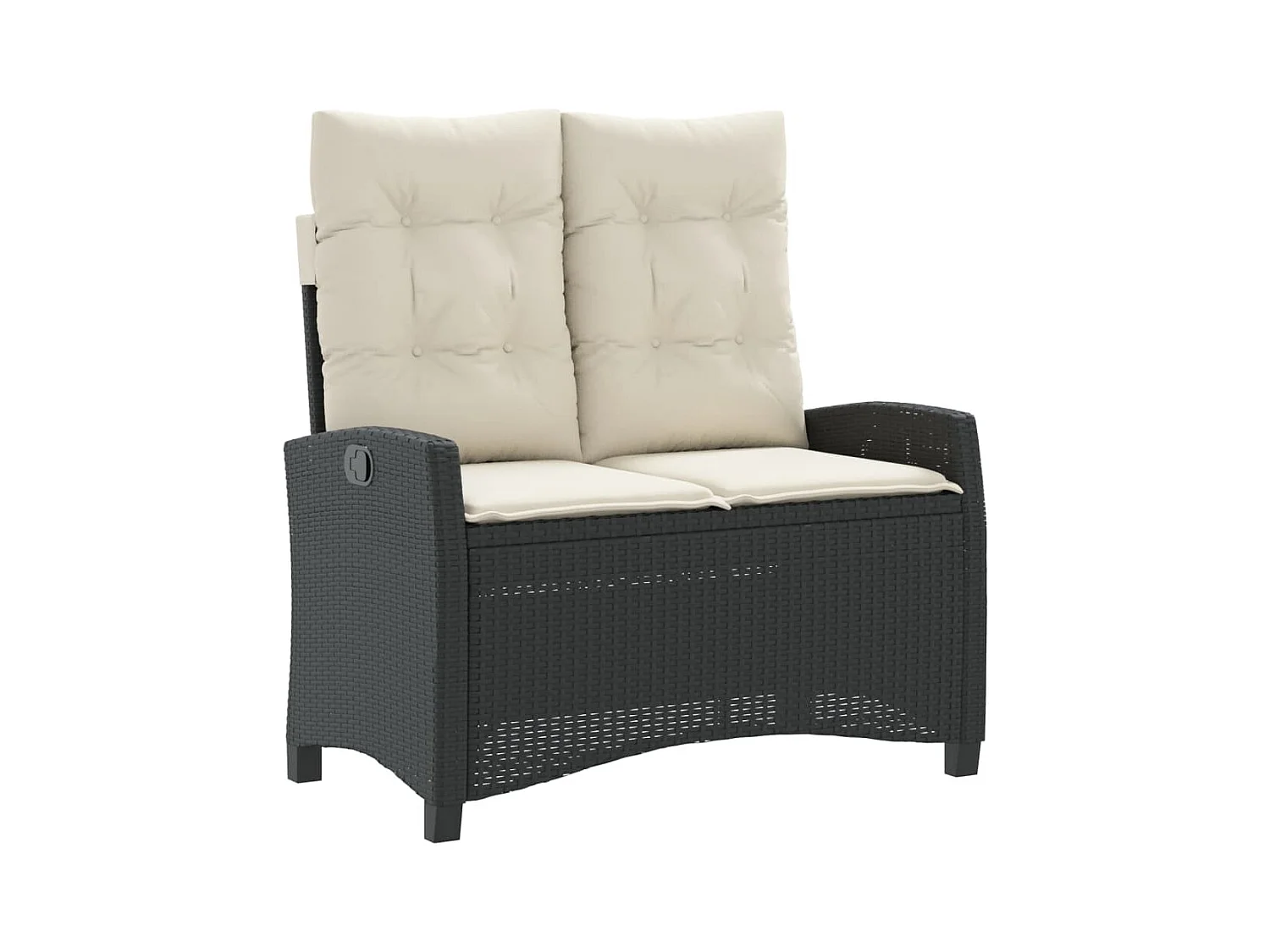 4-tlg. Garten-Essgruppe mit Kissen Schwarz Poly Rattan