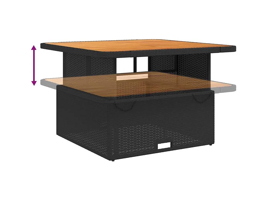4-tlg. Garten-Essgruppe mit Kissen Schwarz Poly Rattan