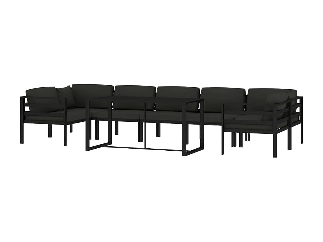 8 pcs conjunto lounge jardim com almofadões alumínio antracite
