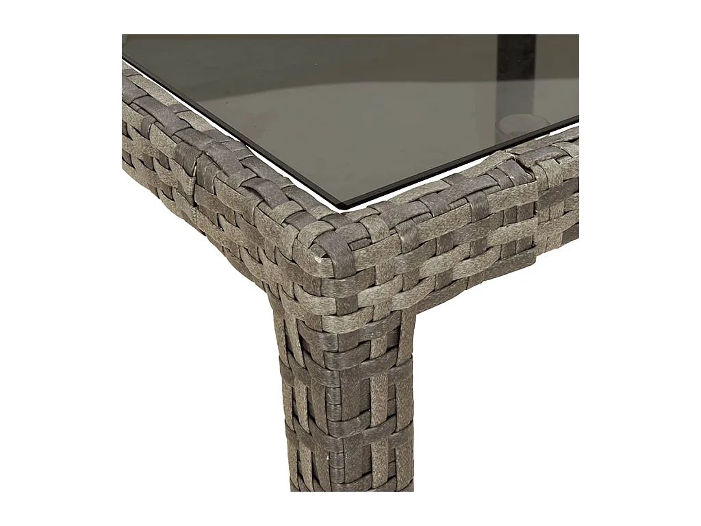 9-tlg. Garten-Essgruppe mit Kissen Grau Poly Rattan und Glas