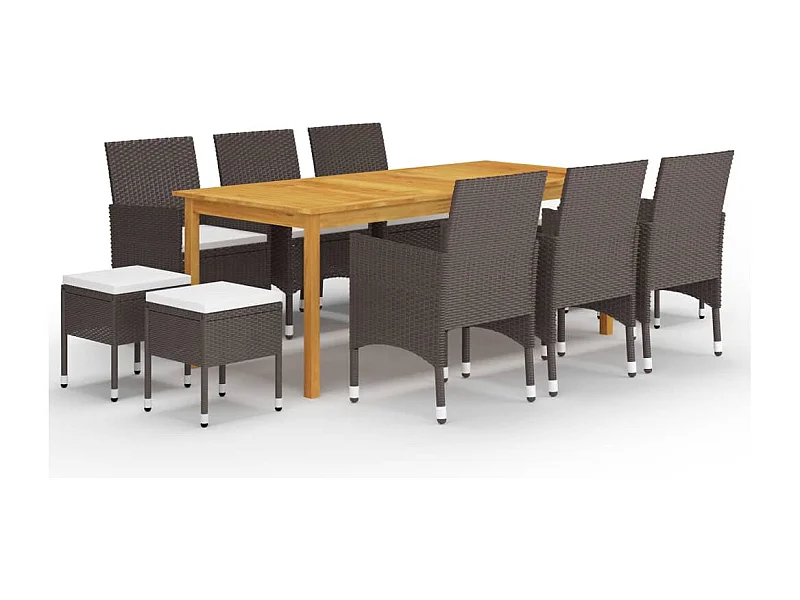 Set Mobili da Pranzo per Giardino 11 pz Marrone